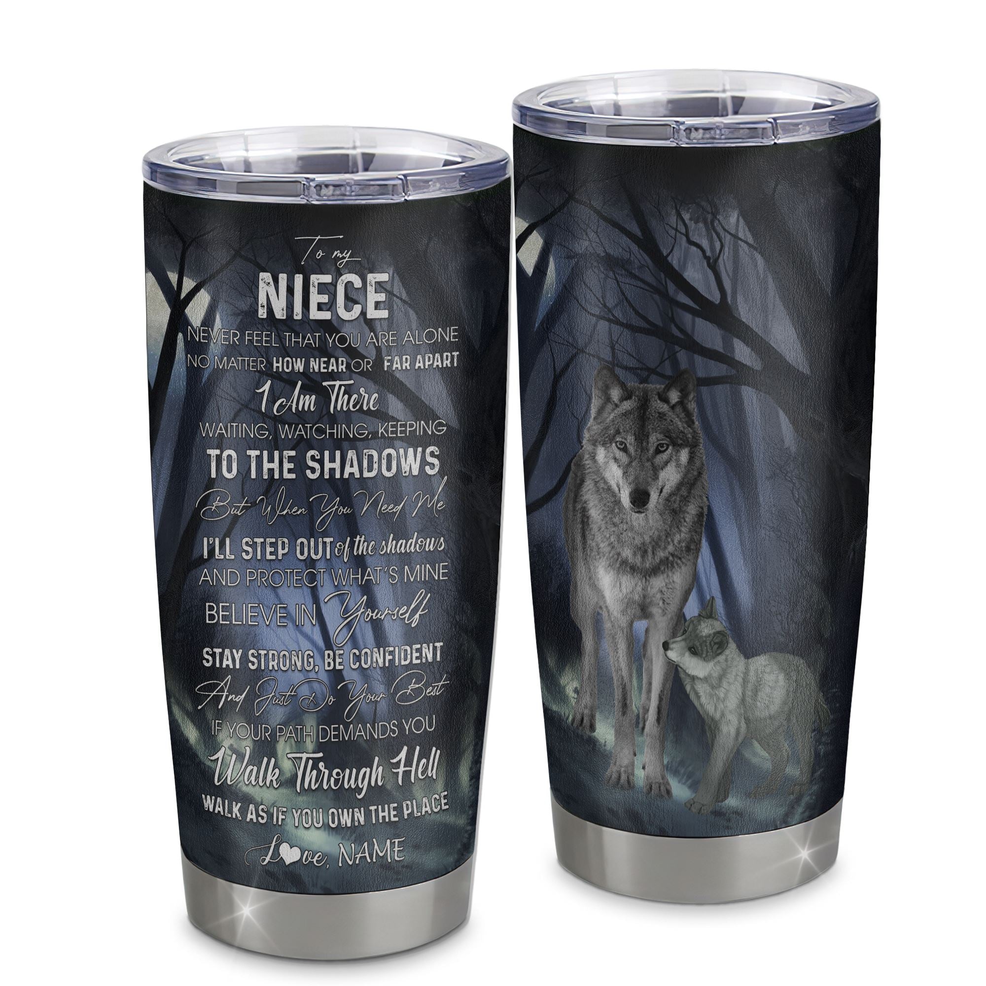 Personalized_To_My_Niece_Tumbler_From_Aunt_Auntie_Uncle_Stainless_Steel_Cup_Never_Feel_You_Are_Alone_Wolf_Niece_Birthday_Graduation_Christmas_Travel_Mug_Tumbler_mockup_1.jpg