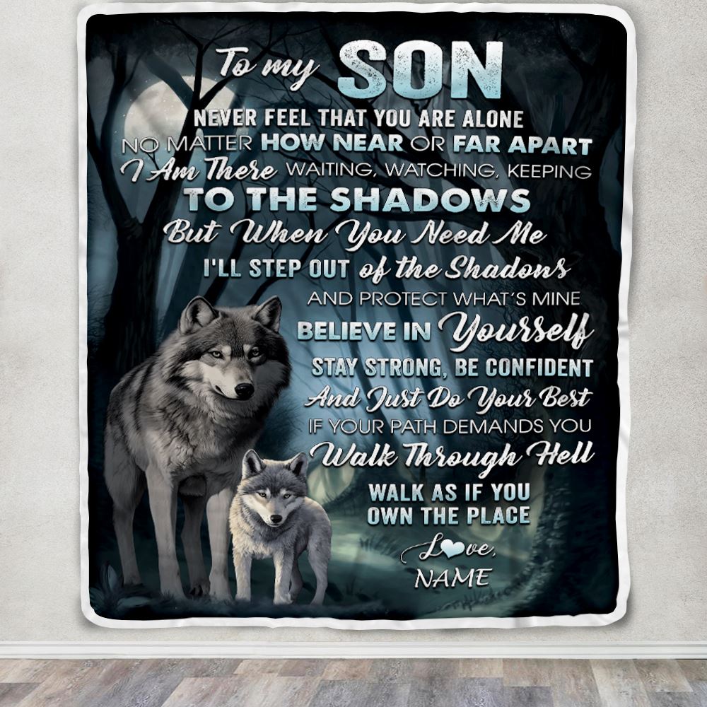 Personalized_To_My_Son_Blanket_From_Mom_Dad_Mother_Never_Feel_That_You_Are_Alone_Wolf_Son_Birthday_Graduation_Christmas_Customized_Gift_Fleece_Throw_Blanket_Blanket_mockup_1.jpg